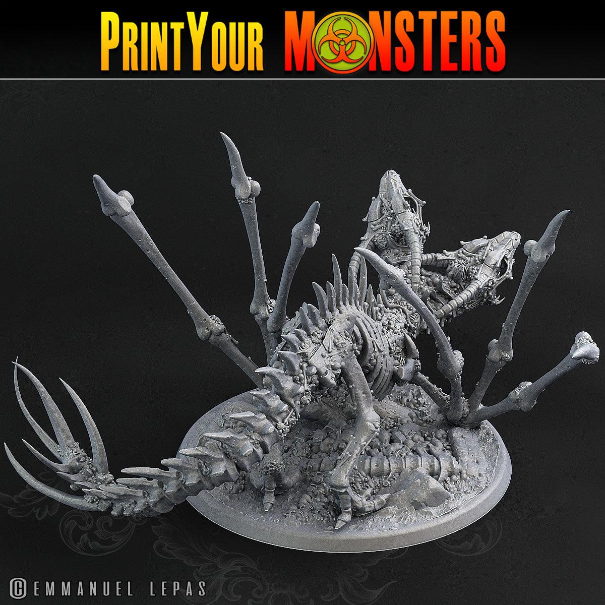 3D Printed Print Your Monsters Screaming Bone Dragon Land of Bones Set 28mm - 32mm D&D Wargaming - 3D Printing Boss 