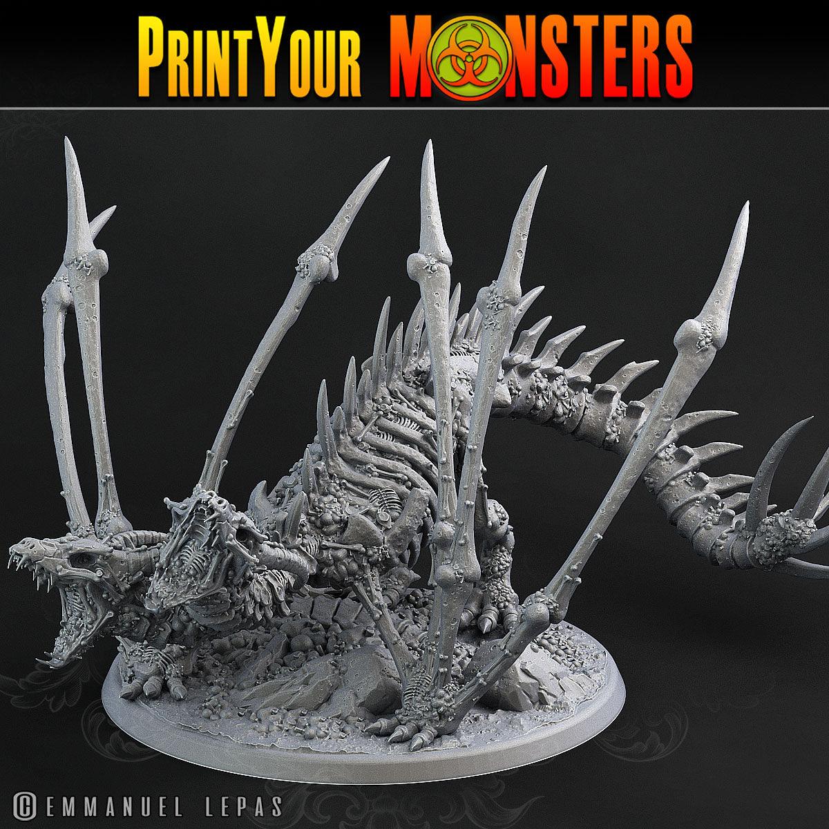 3D Printed Print Your Monsters Screaming Bone Dragon Land of Bones Set 28mm - 32mm D&D Wargaming - 3D Printing Boss 