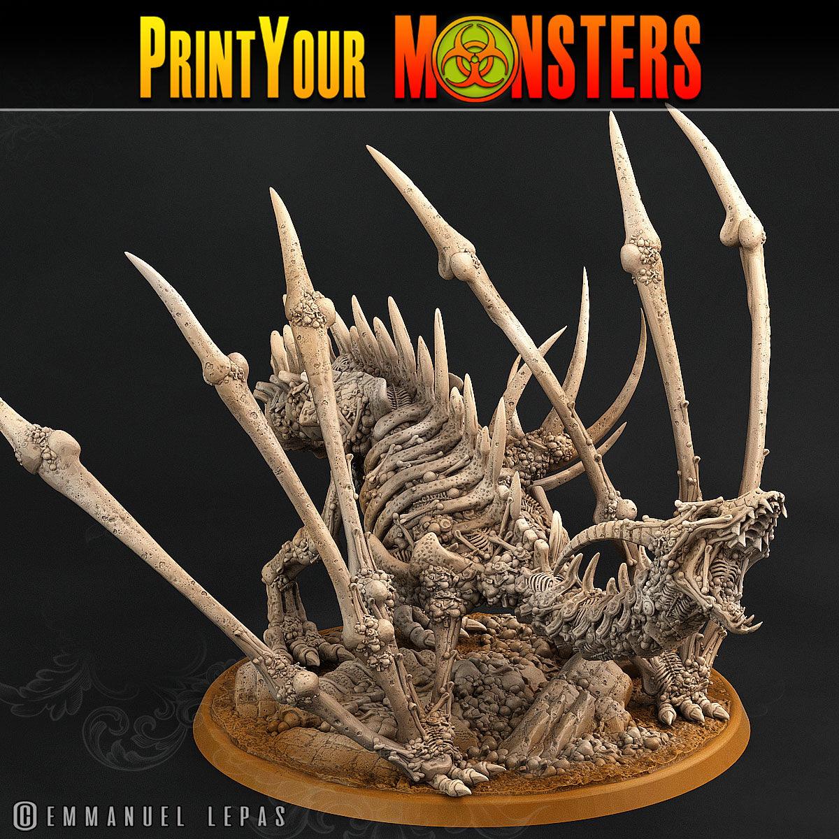 3D Printed Print Your Monsters Screaming Bone Dragon Land of Bones Set 28mm - 32mm D&D Wargaming - 3D Printing Boss 