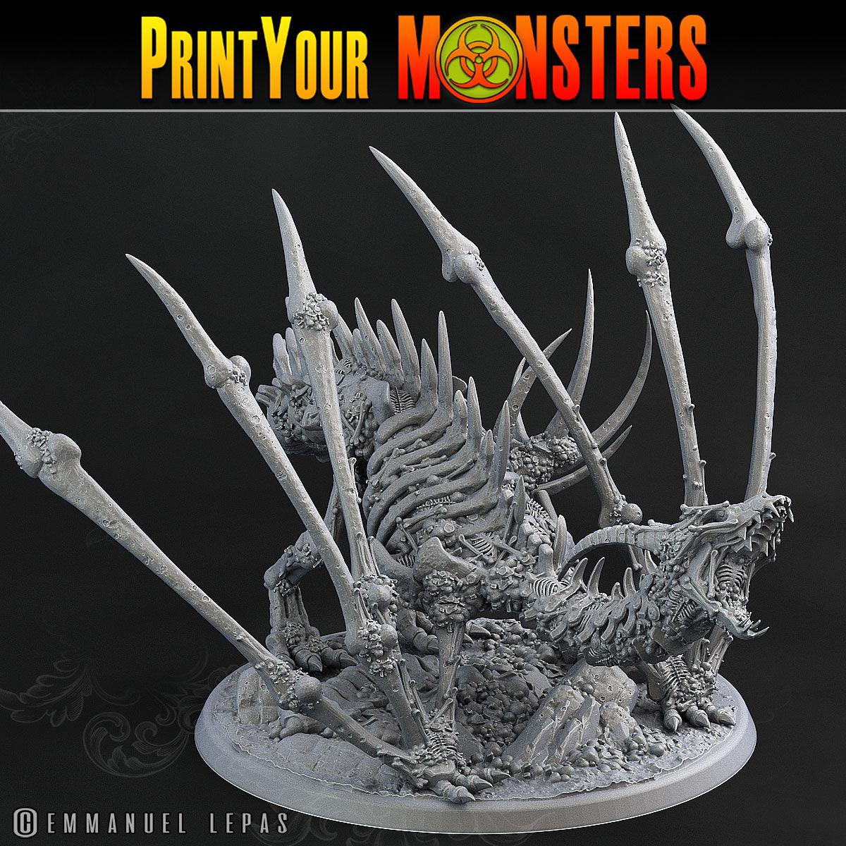 3D Printed Print Your Monsters Screaming Bone Dragon Land of Bones Set 28mm - 32mm D&D Wargaming - 3D Printing Boss 