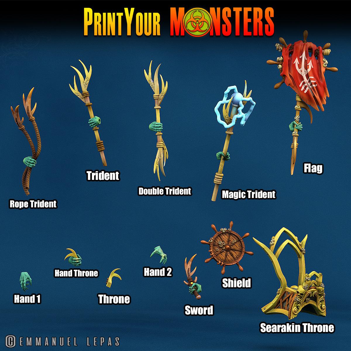 3D Printed Print Your Monsters Searakins The Searakin Domination Set 28mm - 32mm D&D Wargaming - 3D Printing Boss 