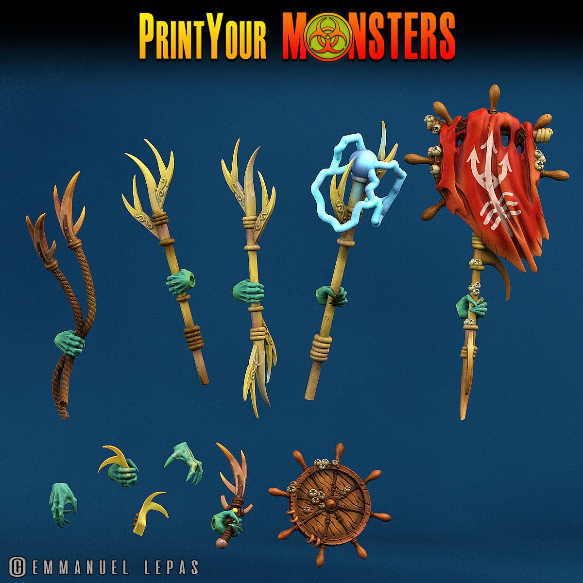 3D Printed Print Your Monsters Searakins The Searakin Domination Set 28mm - 32mm D&D Wargaming - 3D Printing Boss 