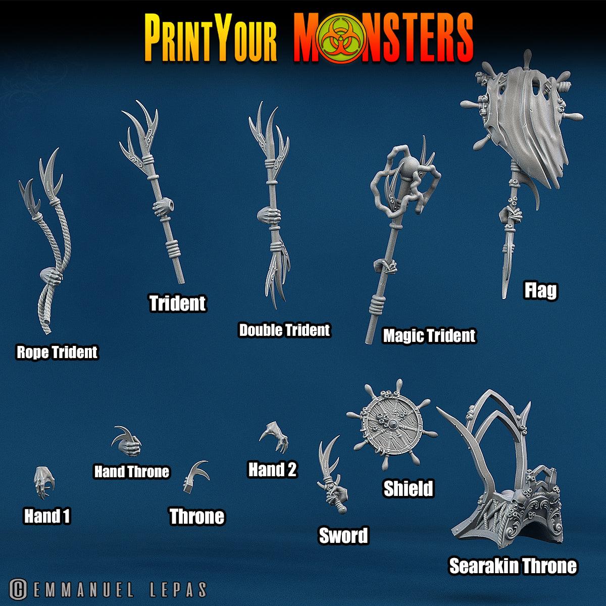 3D Printed Print Your Monsters Searakins The Searakin Domination Set 28mm - 32mm D&D Wargaming - 3D Printing Boss 