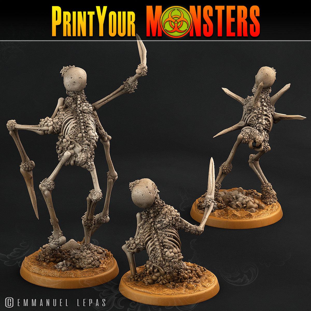 3D Printed Print Your Monsters Skeletons Land of Bones Set 28mm - 32mm D&D Wargaming - 3D Printing Boss 