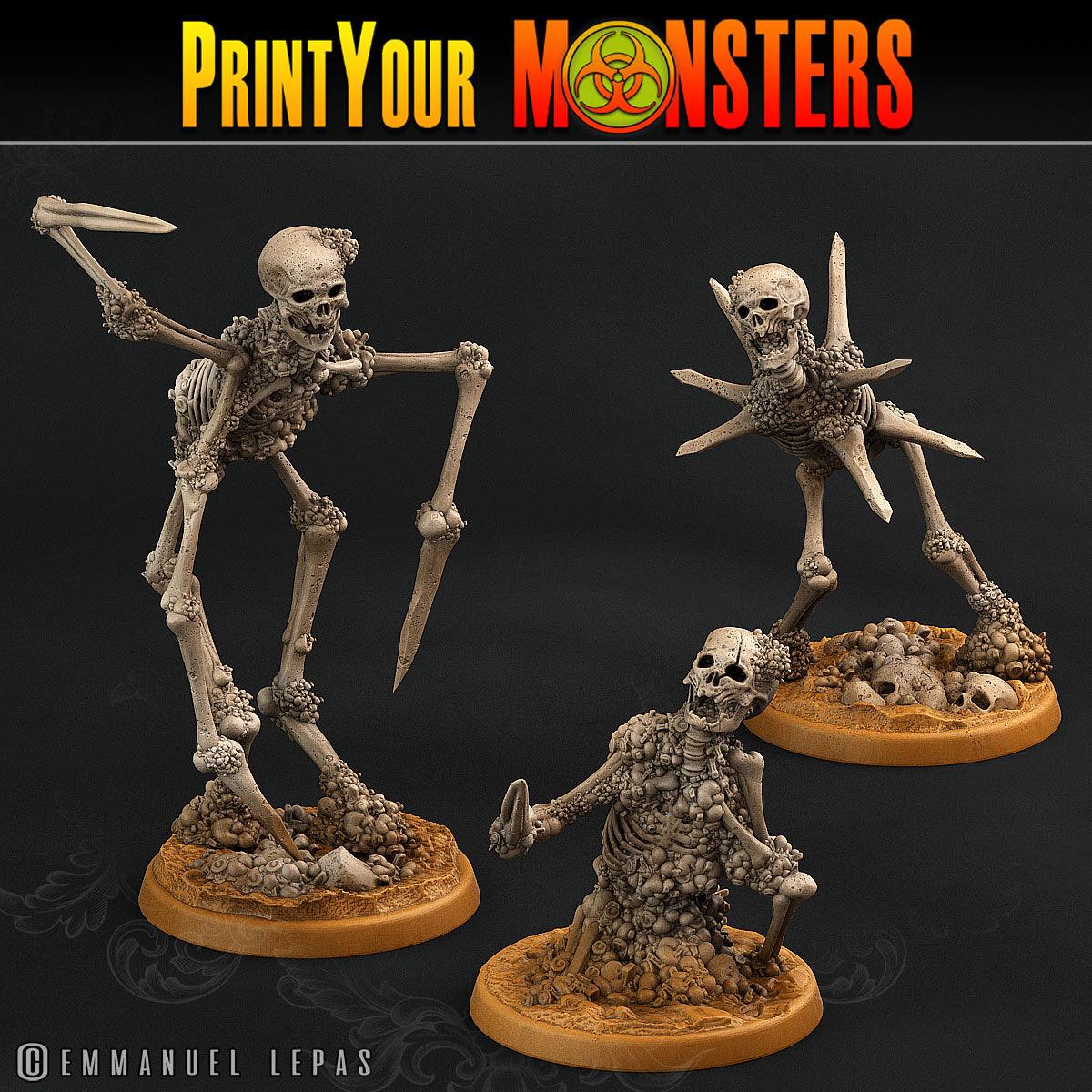 3D Printed Print Your Monsters Skeletons Land of Bones Set 28mm - 32mm D&D Wargaming - 3D Printing Boss 