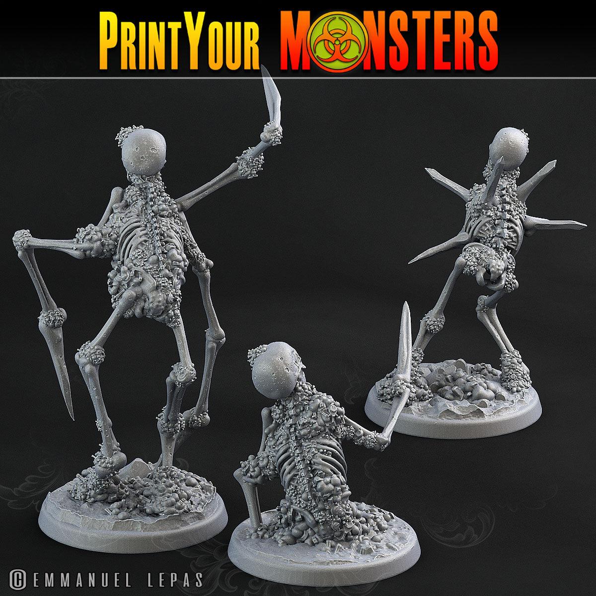 3D Printed Print Your Monsters Skeletons Land of Bones Set 28mm - 32mm D&D Wargaming - 3D Printing Boss 