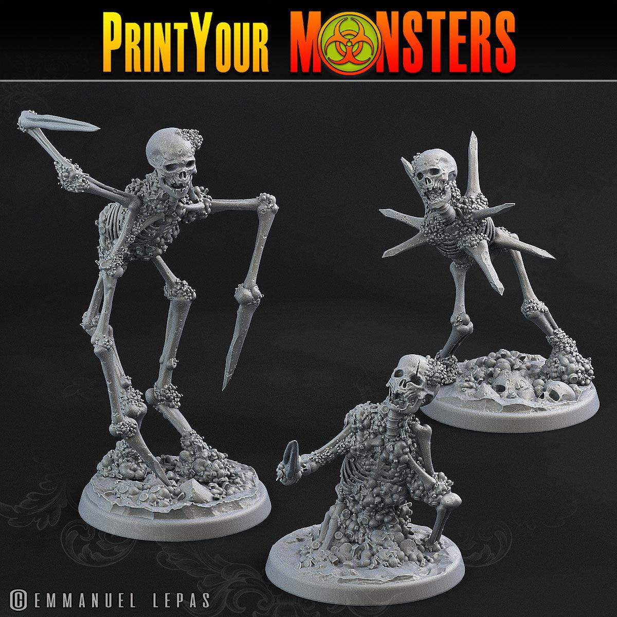 3D Printed Print Your Monsters Skeletons Land of Bones Set 28mm - 32mm D&D Wargaming - 3D Printing Boss 