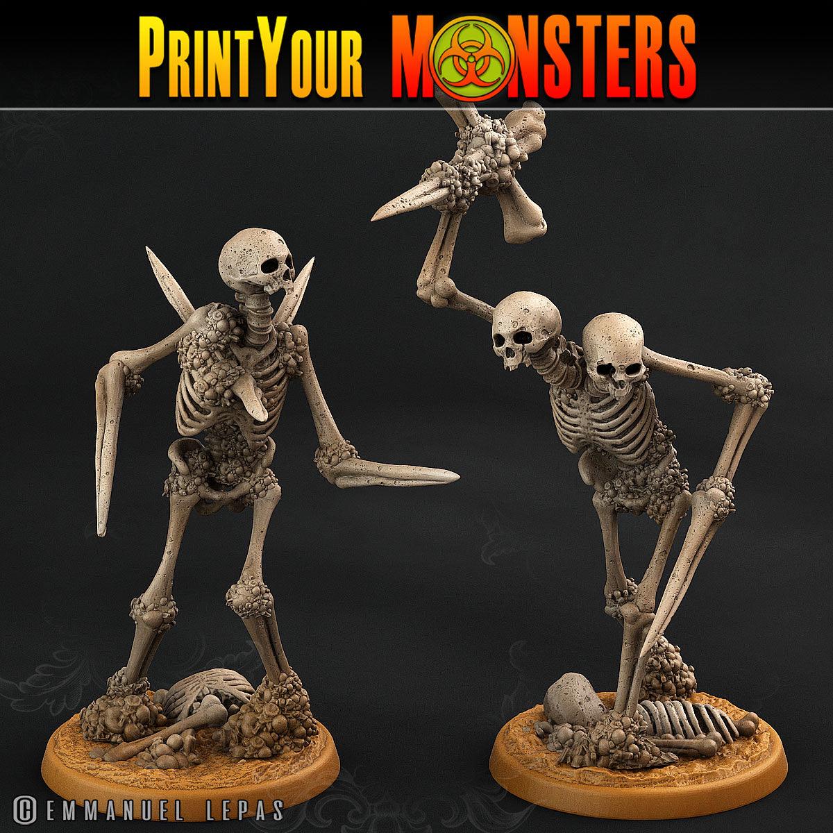 3D Printed Print Your Monsters Skeletons Land of Bones Set 28mm - 32mm D&D Wargaming - 3D Printing Boss 