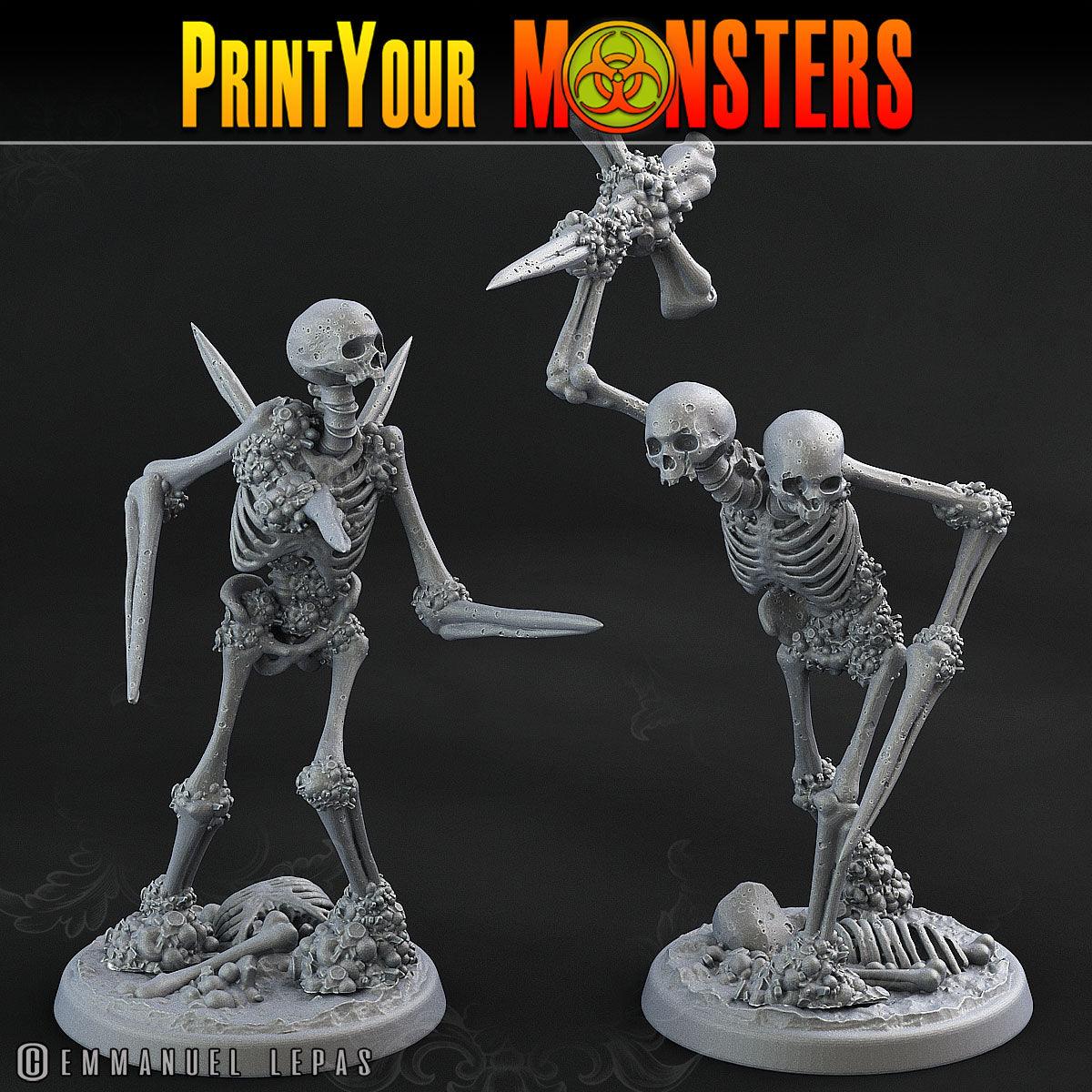 3D Printed Print Your Monsters Skeletons Land of Bones Set 28mm - 32mm D&D Wargaming - 3D Printing Boss 