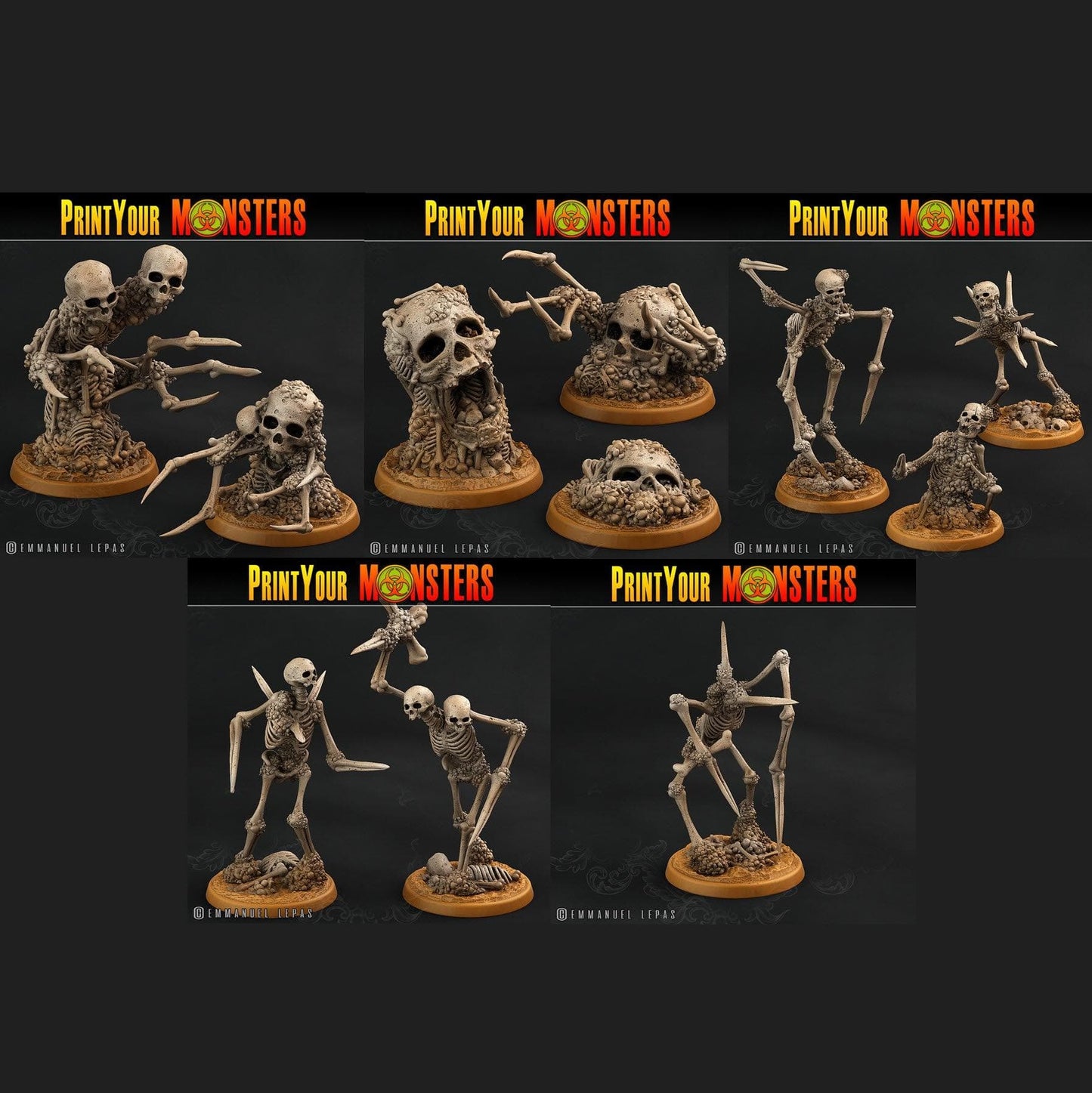 3D Printed Print Your Monsters Skeletons Land of Bones Set 28mm - 32mm D&D Wargaming - 3D Printing Boss 