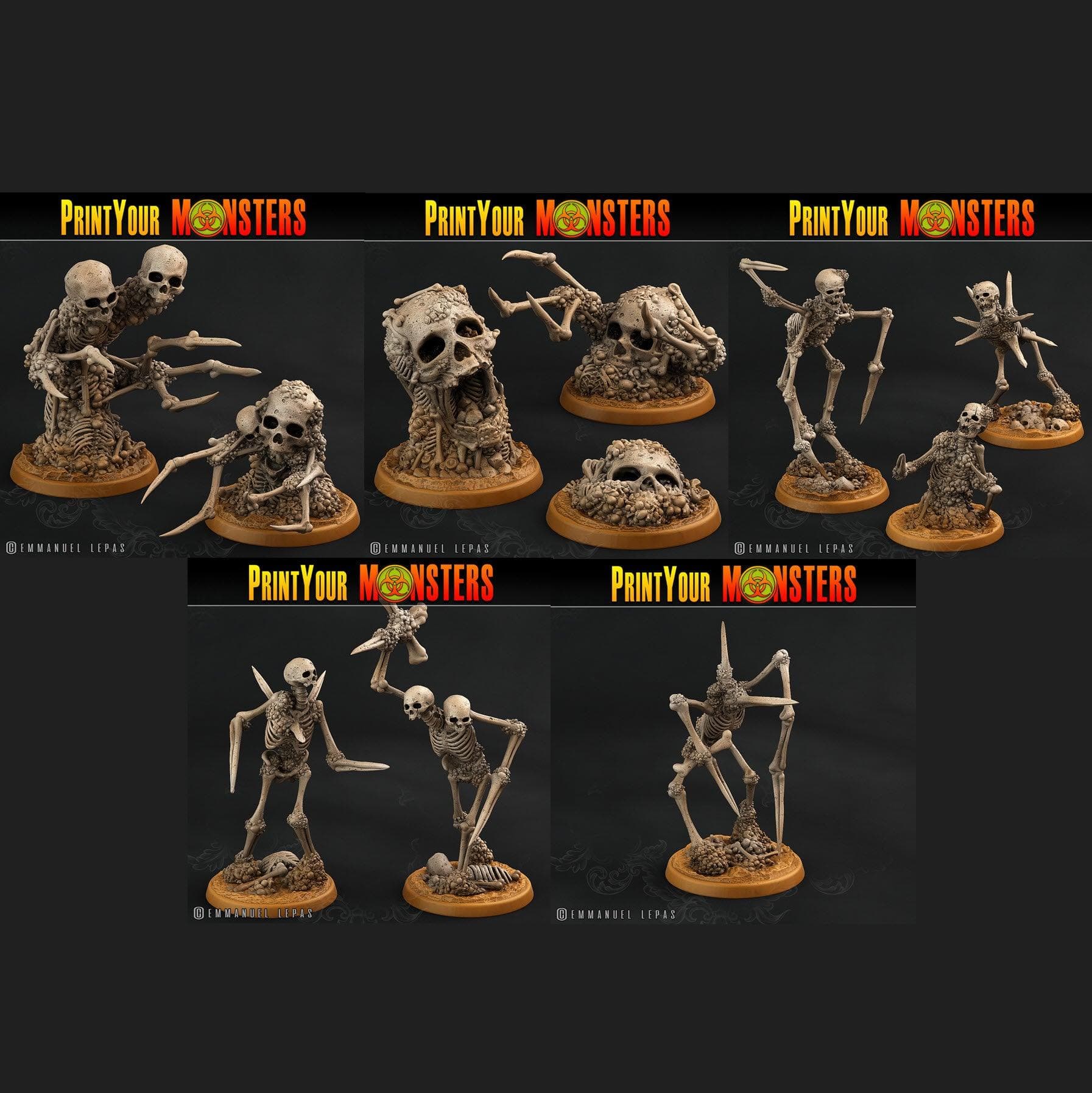 3D Printed Print Your Monsters Skeletons Land of Bones Set 28mm - 32mm D&D Wargaming - 3D Printing Boss 