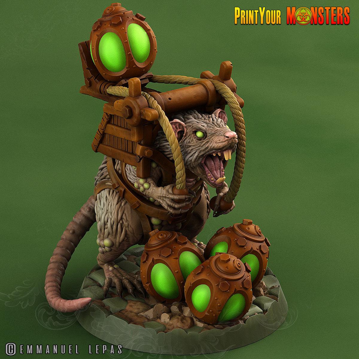 3D Printed Print Your Monsters Skirmisher Rats The Toxic Rats Domination Set 28mm - 32mm D&D Wargaming - 3D Printing Boss 