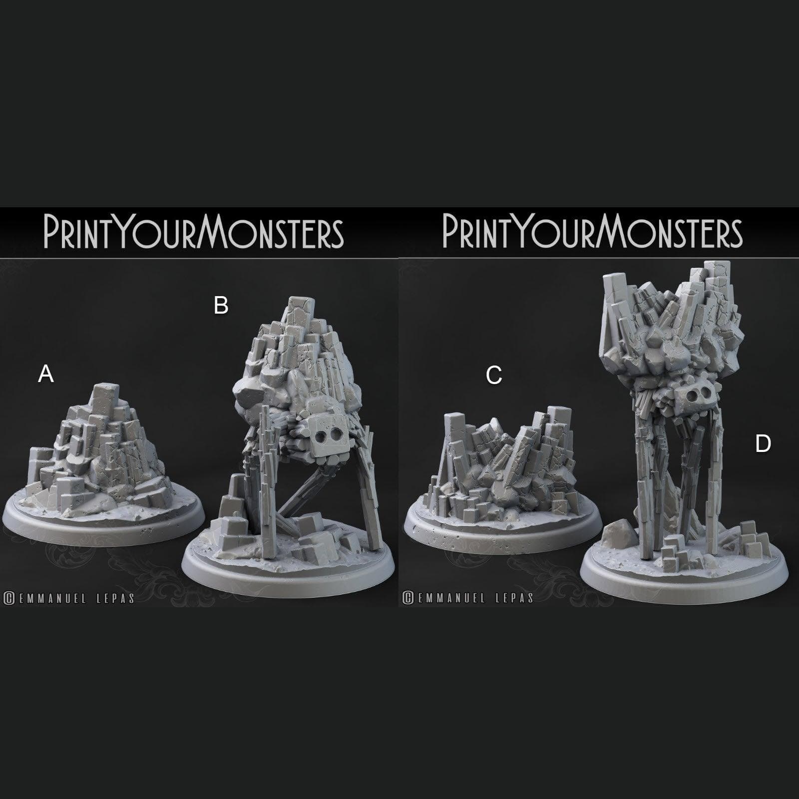 3D Printed Print Your Monsters Terranids Basalt Earth Elemental Set 28mm - 32mm D&D Wargaming - 3D Printing Boss 