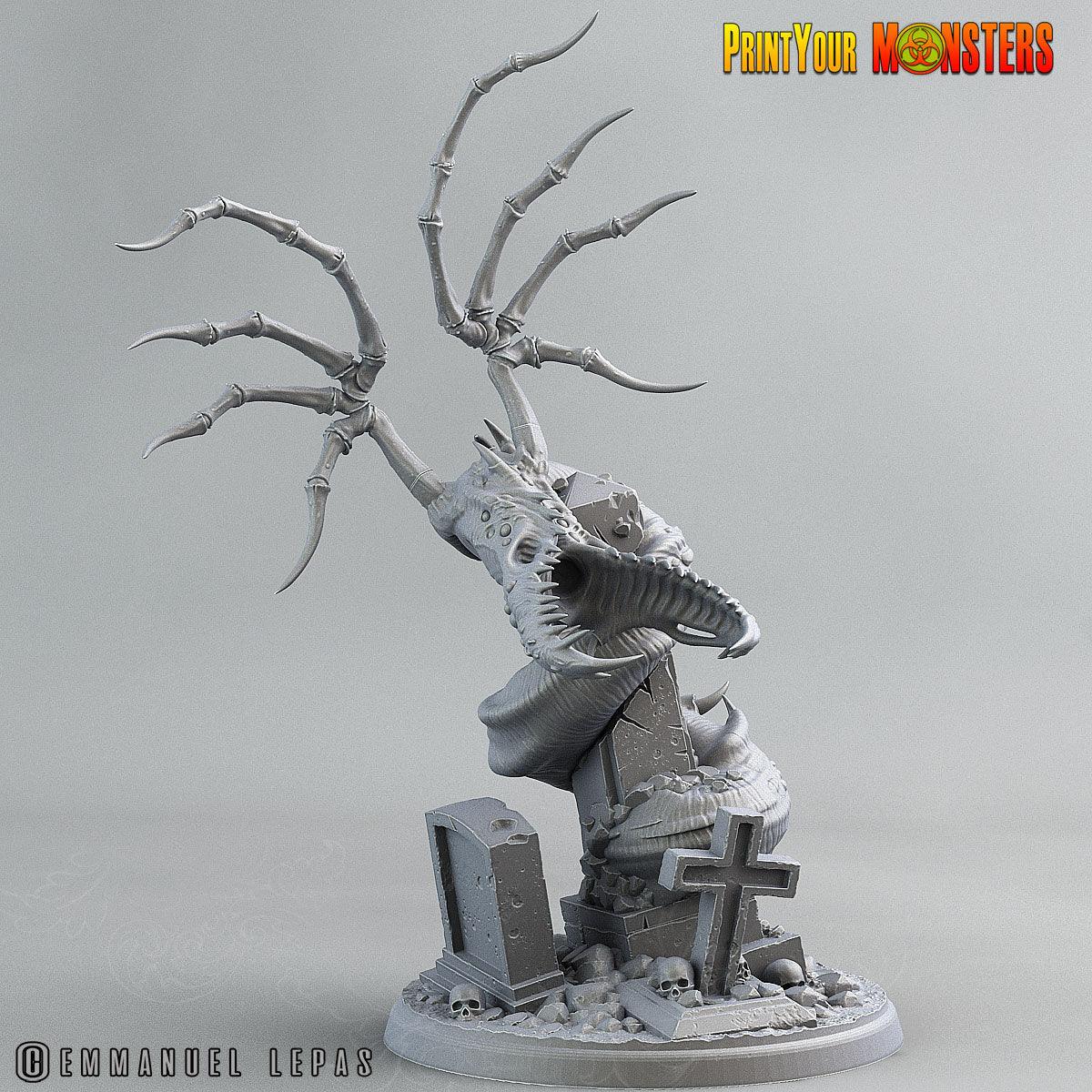 3D Printed Print Your Monsters The Living Graveyard Graveyard Dragon 28mm - 32mm D&D Wargaming - 3D Printing Boss 