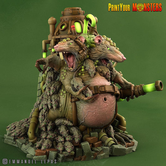 3D Printed Print Your Monsters The Toxic Double Headed Rat King The Toxic Rats Domination Set 28mm - 32mm D&D Wargaming - 3D Printing Boss 
