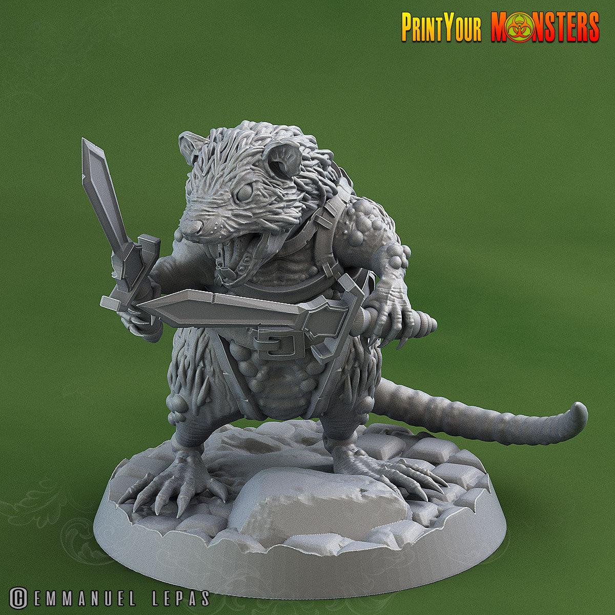 3D Printed Print Your Monsters Toxic Rat Soldiers The Toxic Rats Domination Set 28mm - 32mm D&D Wargaming - 3D Printing Boss 