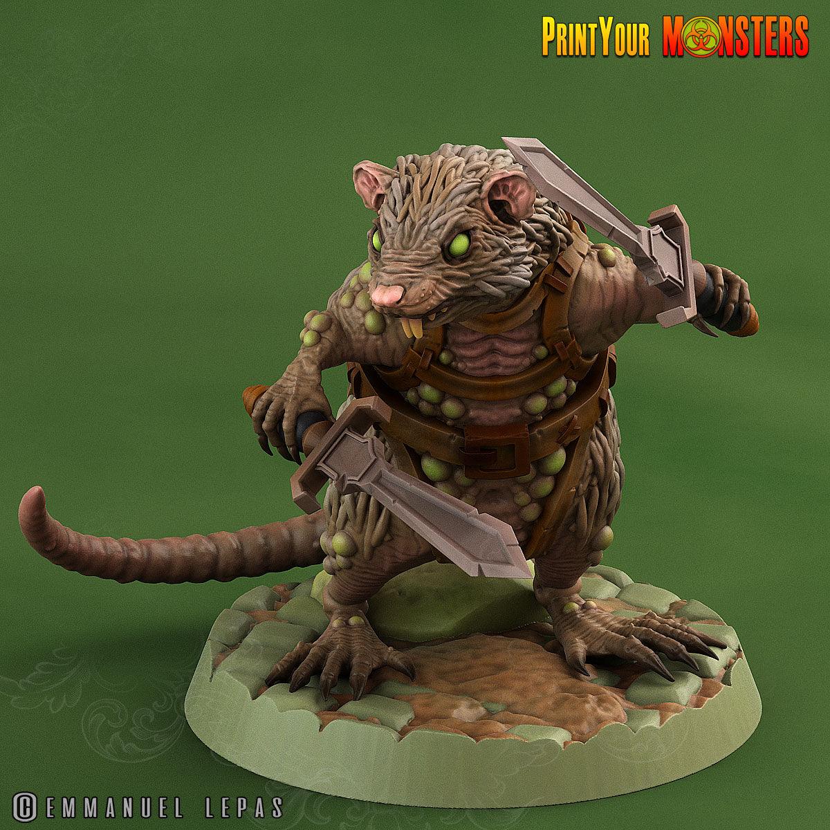 3D Printed Print Your Monsters Toxic Rat Soldiers The Toxic Rats Domination Set 28mm - 32mm D&D Wargaming - 3D Printing Boss 