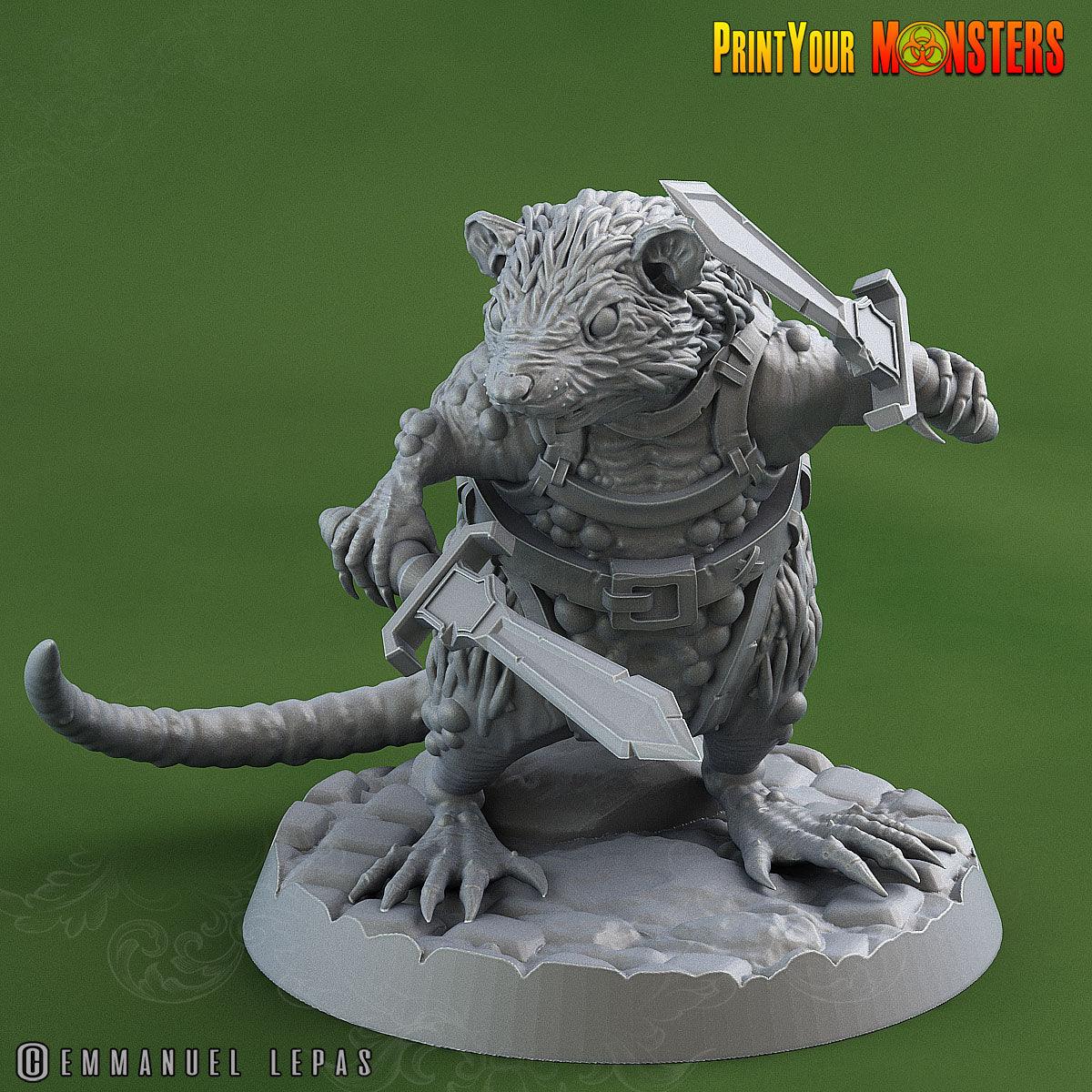 3D Printed Print Your Monsters Toxic Rat Soldiers The Toxic Rats Domination Set 28mm - 32mm D&D Wargaming - 3D Printing Boss 