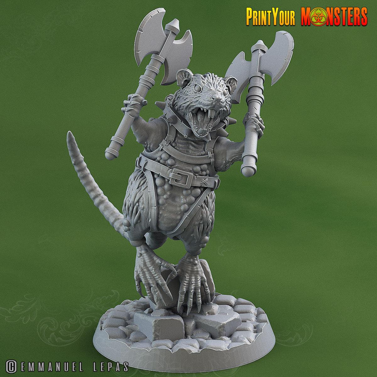 3D Printed Print Your Monsters Toxic Rat Soldiers The Toxic Rats Domination Set 28mm - 32mm D&D Wargaming - 3D Printing Boss 