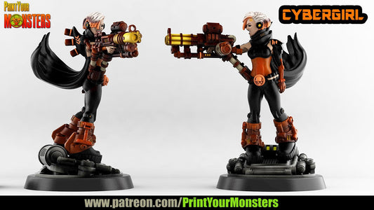 3D Printed Print your Monster Cybergirl 28 32mm D&D - 3D Printing Boss 