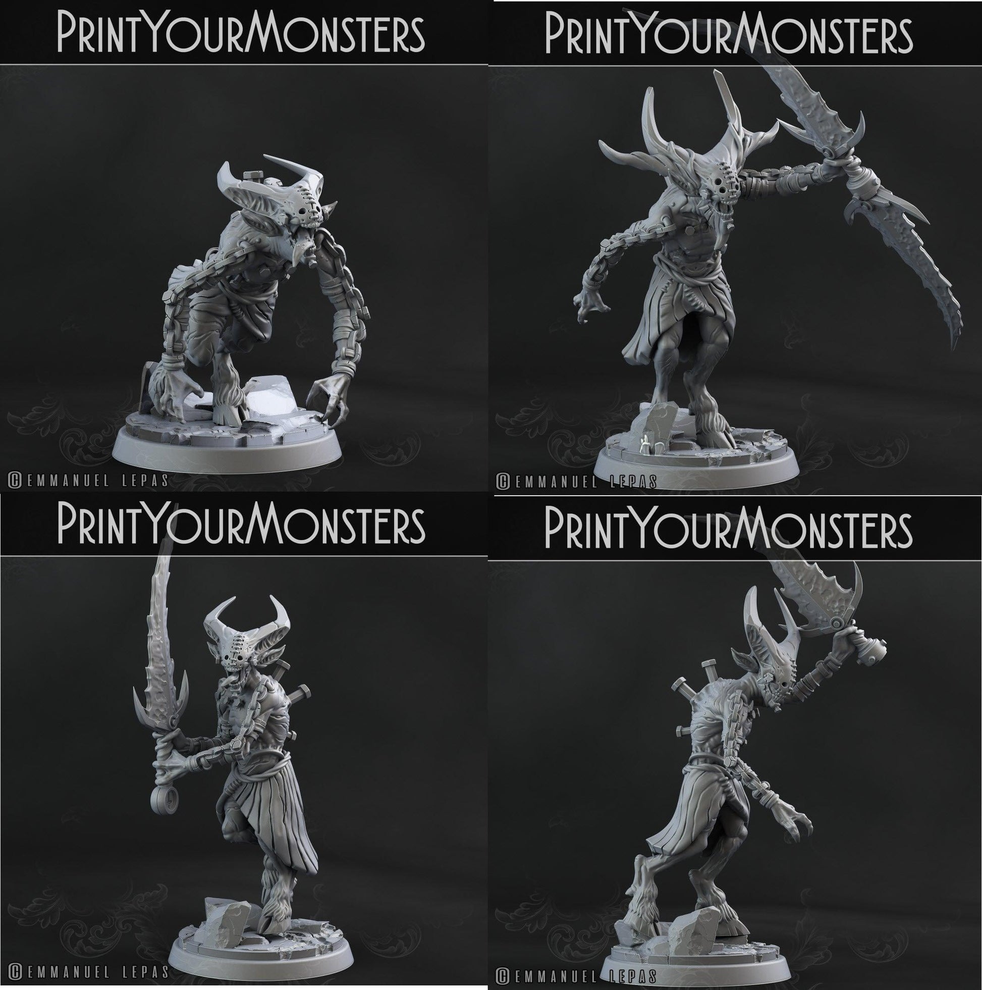 3D Printed Print your Monster Demons Set 28 32mm D&D - 3D Printing Boss 