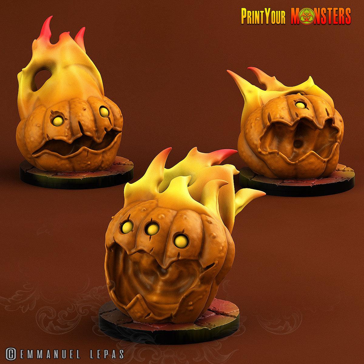 3D Printed Print your Monster Fire Pumpkins Pumpkins From Hell 28 32mm D&D - 3D Printing Boss 