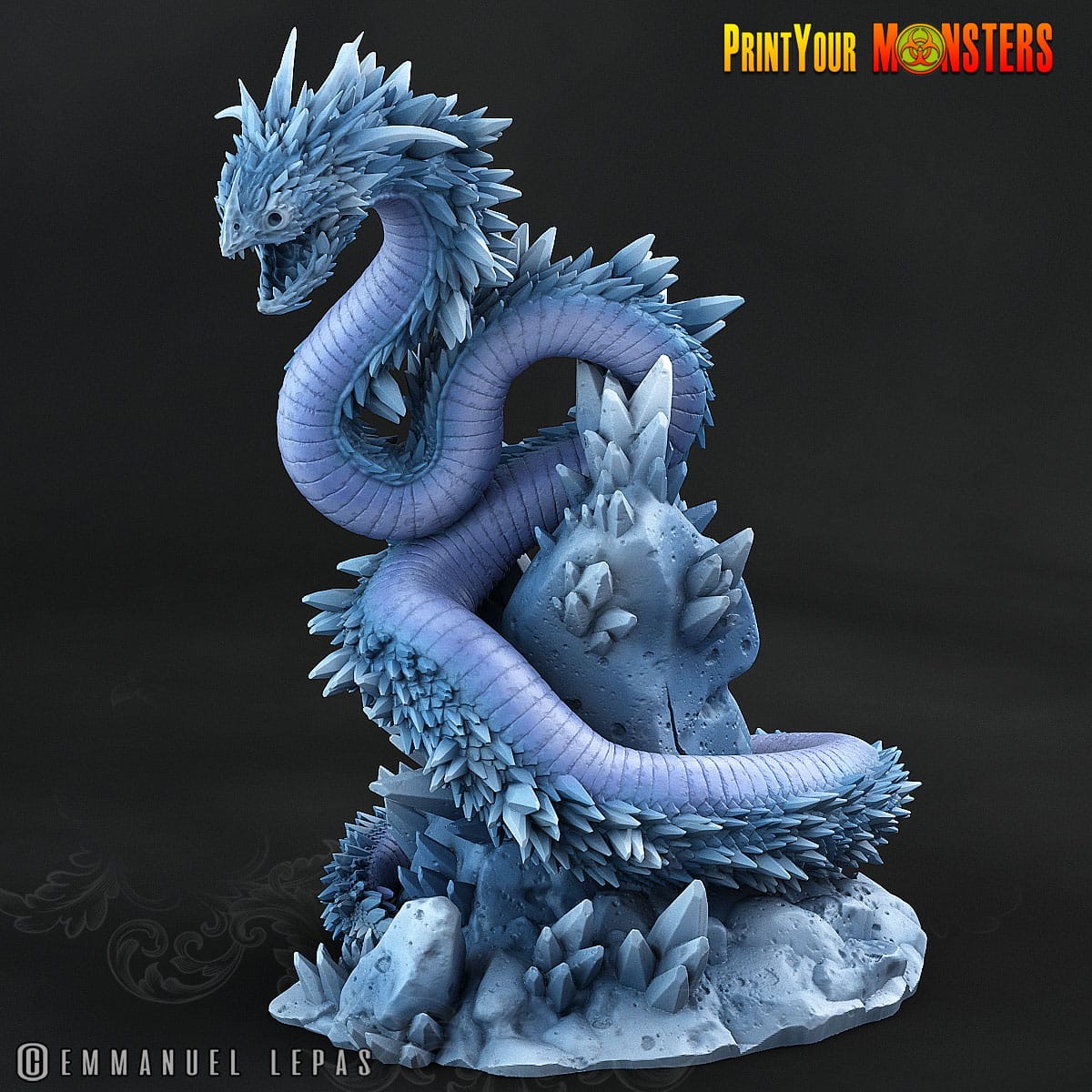3D Printed Print your Monster Frost Shard Goblins - Glacialfang the Behemoth Serpentc 28 32mm D&D - 3D Printing Boss 