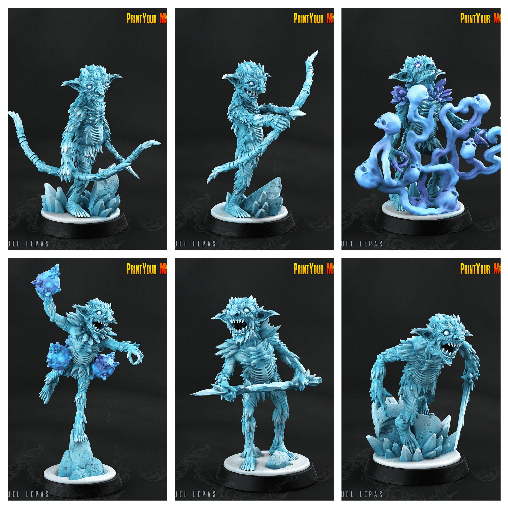 3D Printed Print your Monster Frost Shard Goblins - Ice Goblin 28mm 32mm D&D - 3D Printing Boss 