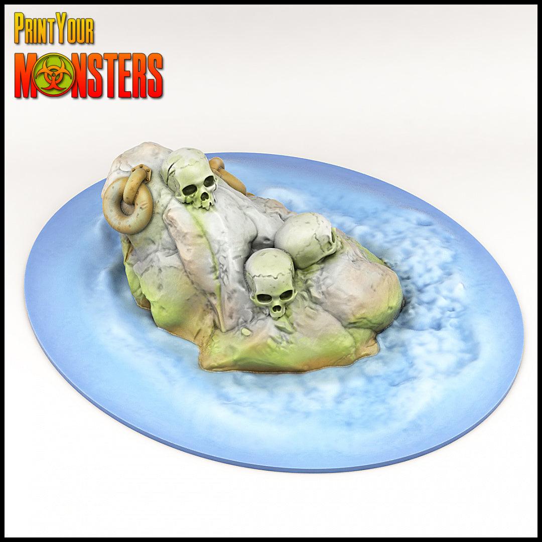 3D Printed Print your Monster Ocean Skull Rock 28 32mm D&D - 3D Printing Boss 