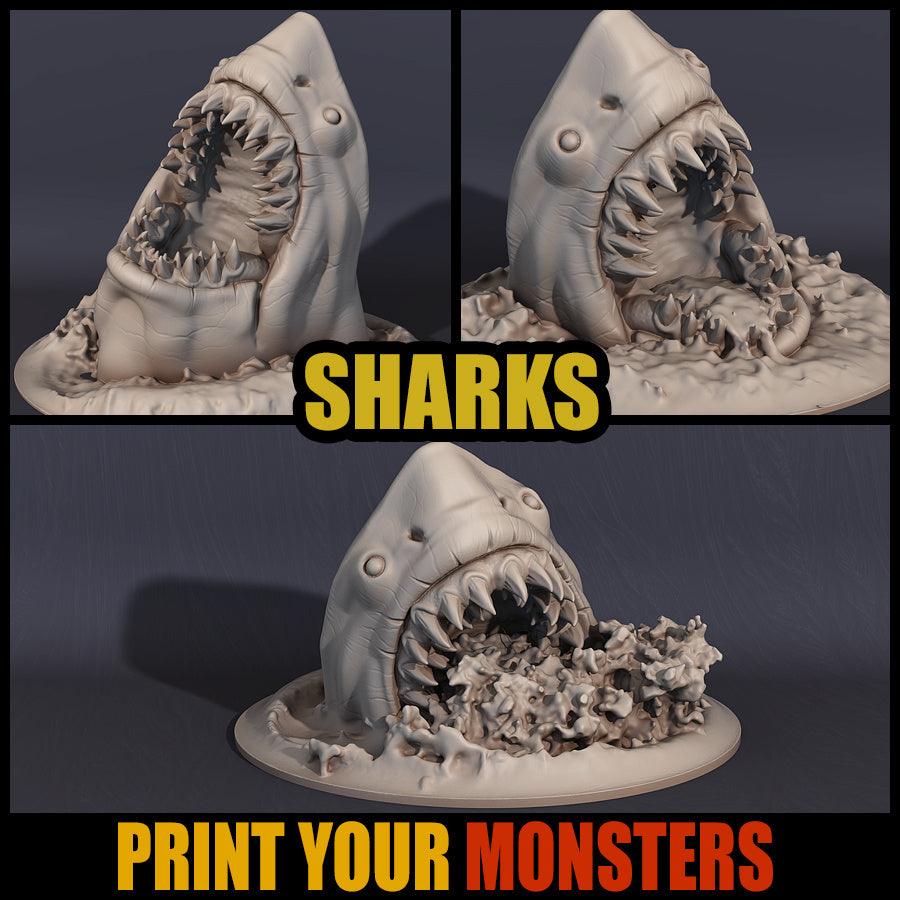 3D Printed Print your Monster Shark 28 32mm D&D - 3D Printing Boss 