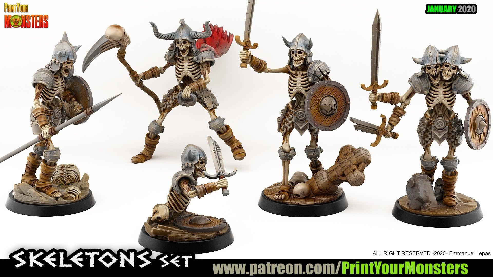 3D Printed Print your Monster Skeletons Set 28 32mm D&D - 3D Printing Boss 