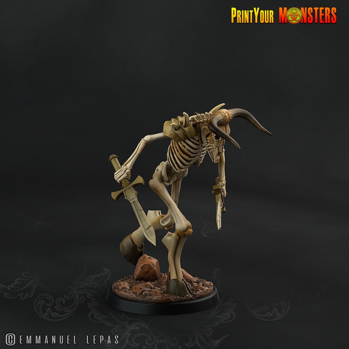 3D Printed Print your Monster The Ancient Bones Pack - Bone Minotaurs 28mm 32mm D&D - 3D Printing Boss 