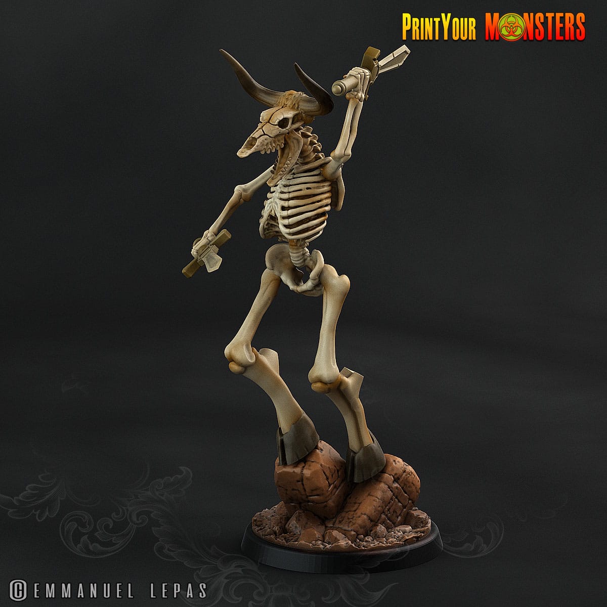 3D Printed Print your Monster The Ancient Bones Pack - Bone Minotaurs 28mm 32mm D&D - 3D Printing Boss 