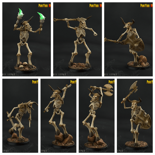 3D Printed Print your Monster The Ancient Bones Pack - Bone Minotaurs 28mm 32mm D&D - 3D Printing Boss 