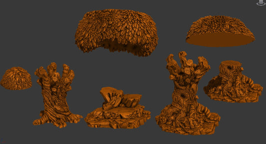 3D Printed Print your Monster Tree and Bush Set 28 32mm D&D - 3D Printing Boss 
