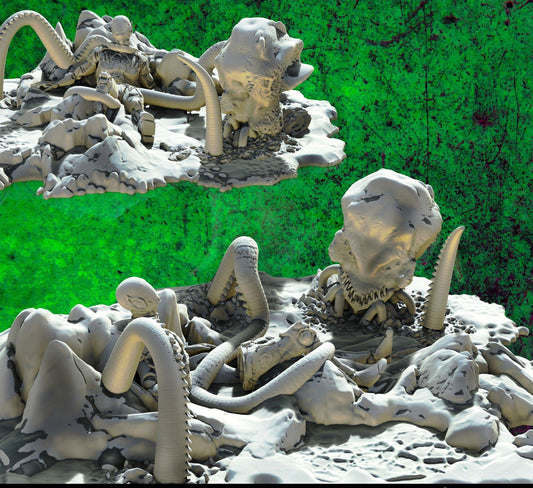3D Printed SAWANT3D Abandoned Base of Space Elves - Elf Fighting a Monster 28 32mm D&D - 3D Printing Boss 
