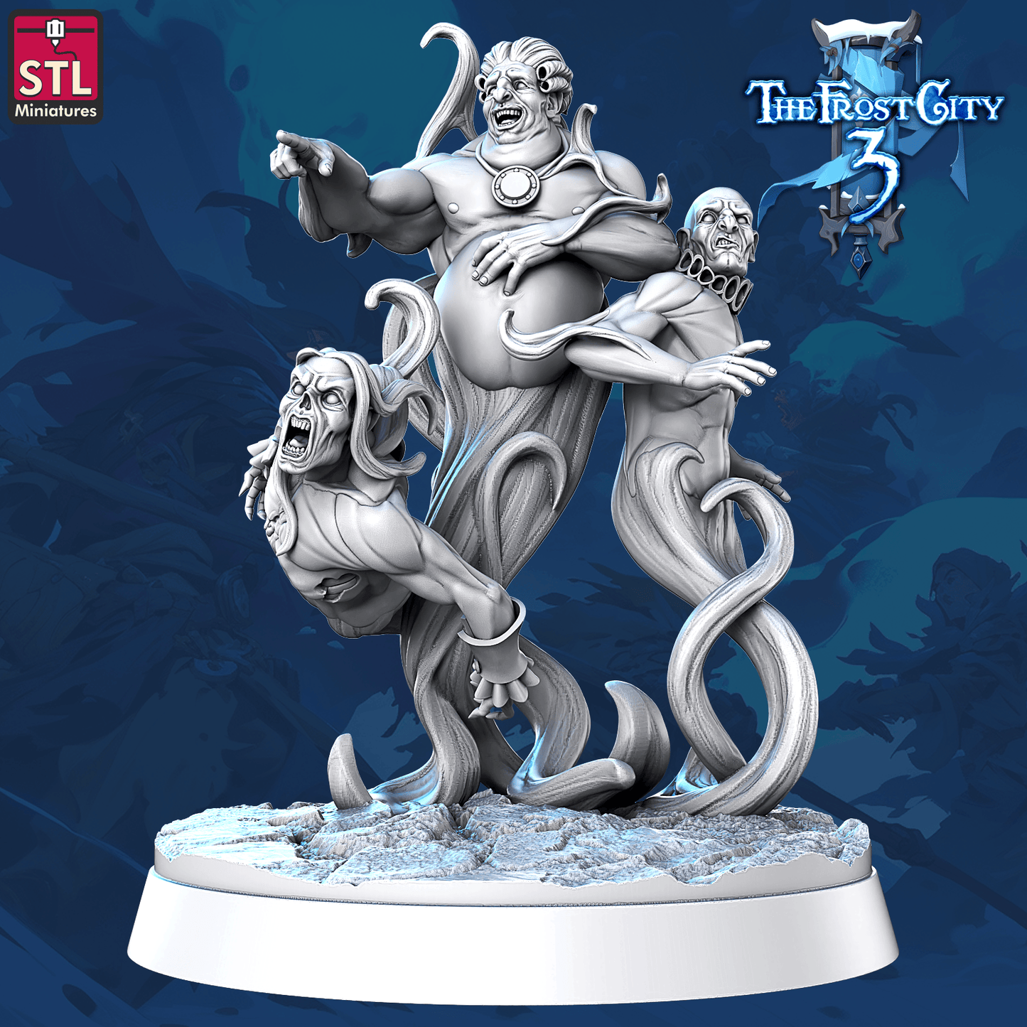 3D Printed STL Miniatures Advisory Council Core Characters The Frost City 3 28 - 32mm War Gaming D&D - 3D Printing Boss 