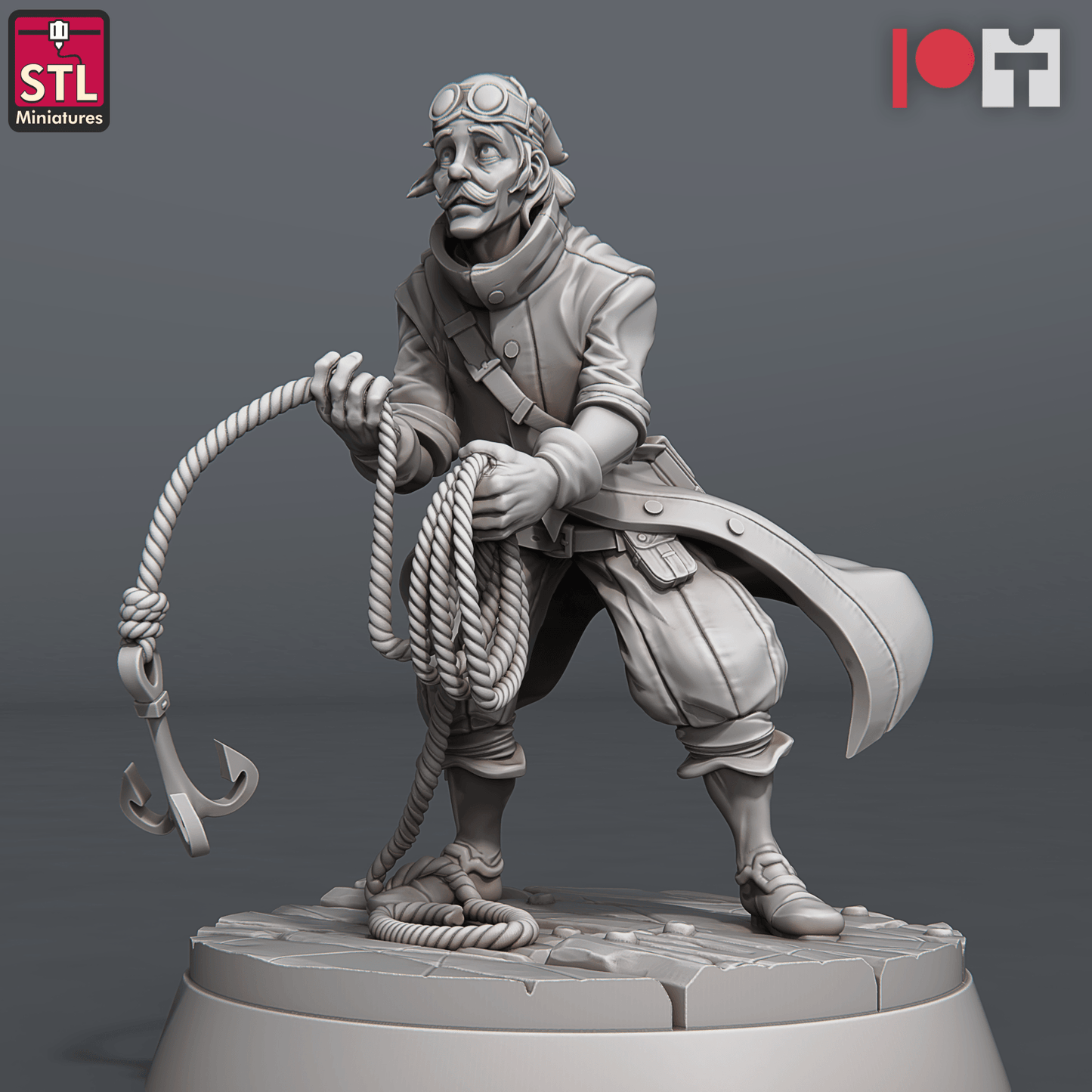 3D Printed STL Miniatures Airship Crew Set 28 - 32mm War Gaming D&D - 3D Printing Boss 