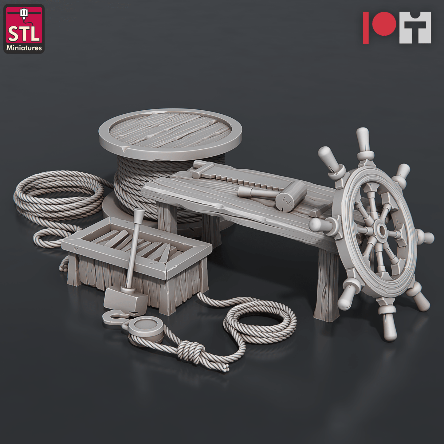 3D Printed STL Miniatures Airship Crew Set 28 - 32mm War Gaming D&D - 3D Printing Boss 