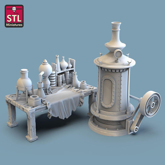 3D Printed STL Miniatures Alchemist Lab 28 - 32mm War Gaming D&D - 3D Printing Boss 