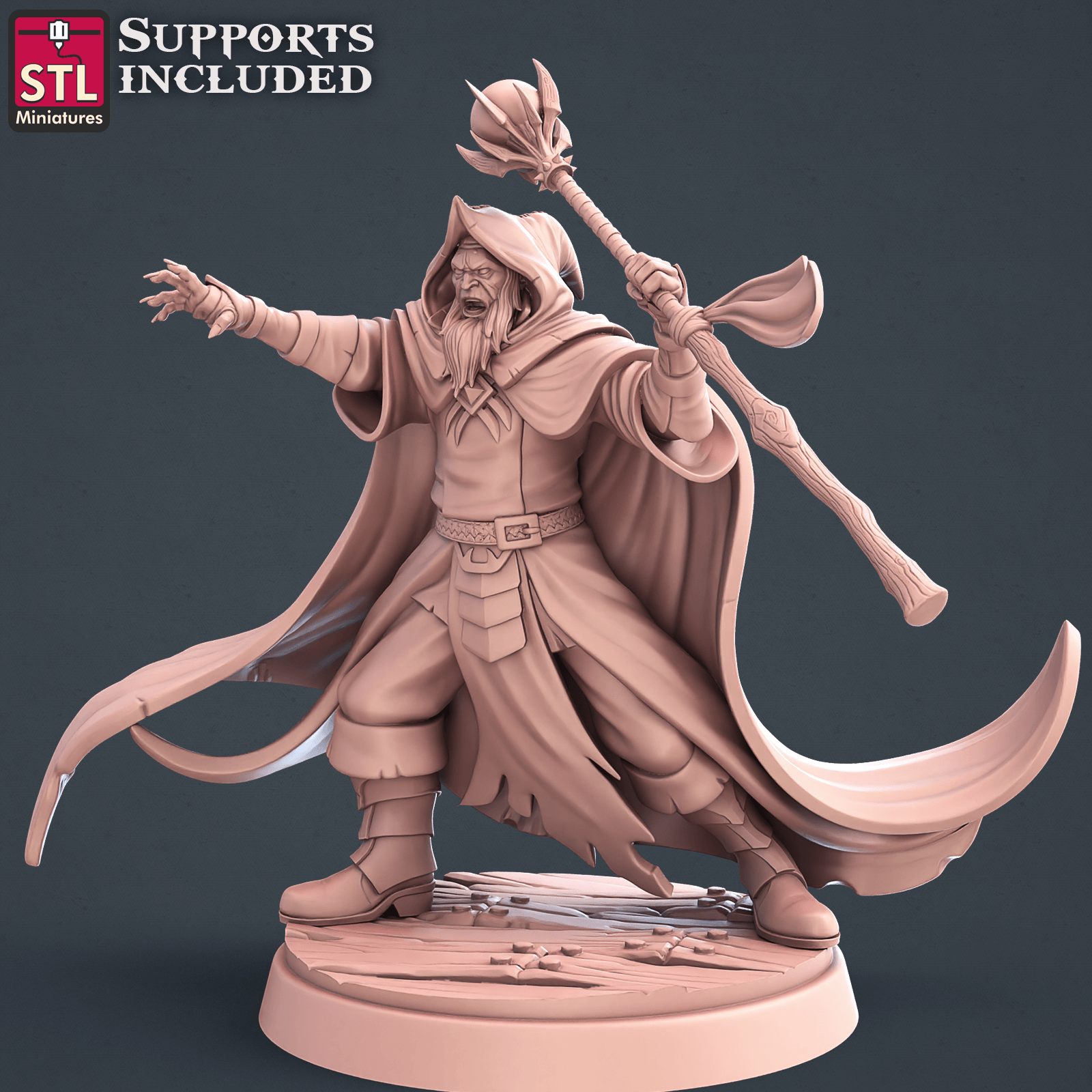3D Printed STL Miniatures Alguien Dark Wizard 28 - 32mm War Gaming D&D - 3D Printing Boss 