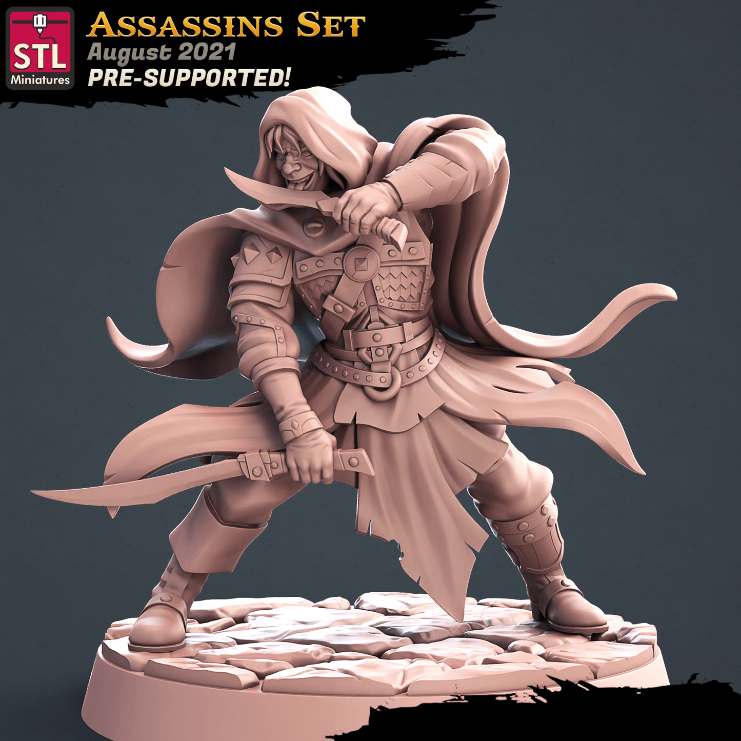 3D Printed STL Miniatures Assassins Set 28 - 32mm War Gaming D&D - 3D Printing Boss 