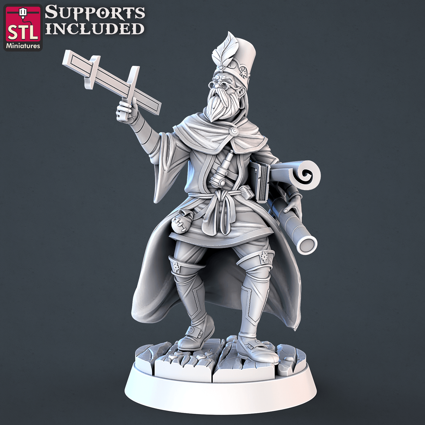 3D Printed STL Miniatures Astronomer Set 28mm - 32mm War Gaming D&D - 3D Printing Boss 
