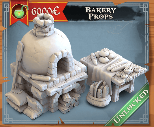 3D Printed STL Miniatures Bakery Props 28 - 32mm War Gaming D&D - 3D Printing Boss 