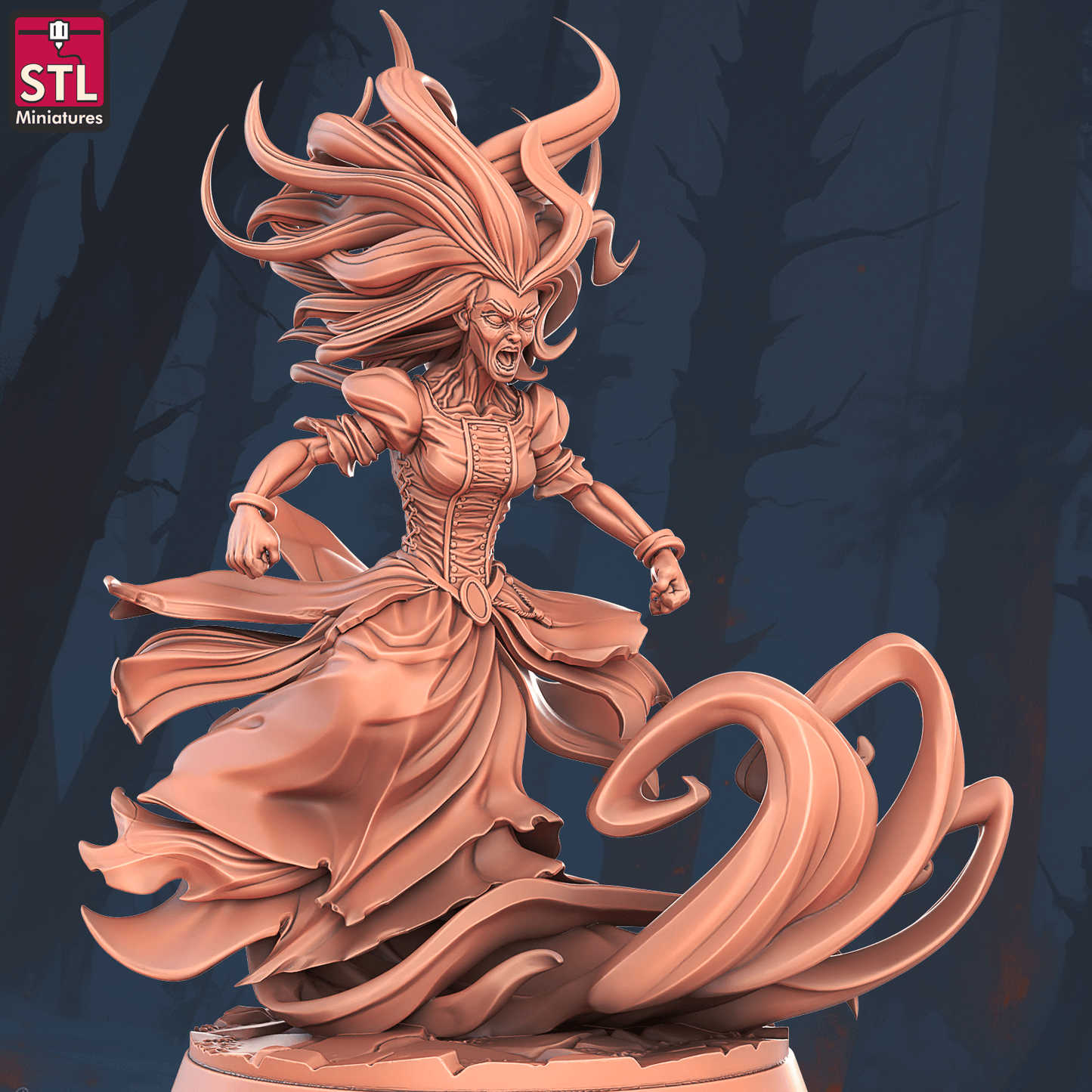 3D Printed STL Miniatures Banshee 28 - 32mm War Gaming D&D - 3D Printing Boss 