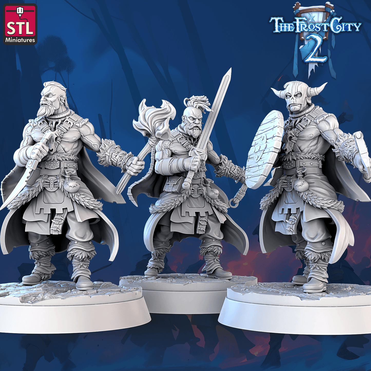 3D Printed STL Miniatures Barbarians The Frost City 2 28 - 32mm War Gaming D&D - 3D Printing Boss 