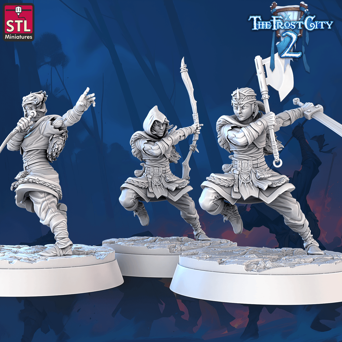 3D Printed STL Miniatures Barbarians The Frost City 2 28 - 32mm War Gaming D&D - 3D Printing Boss 