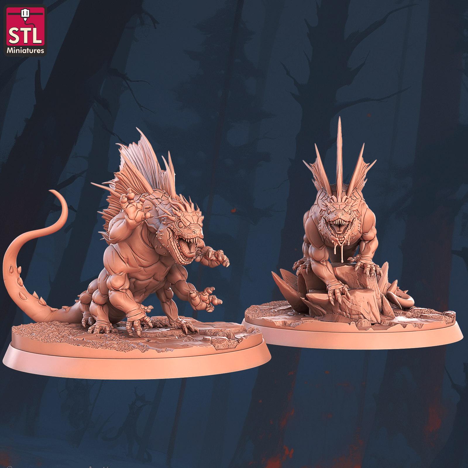 3D Printed STL Miniatures Basilisk Set 28 - 32mm War Gaming D&D - 3D Printing Boss 