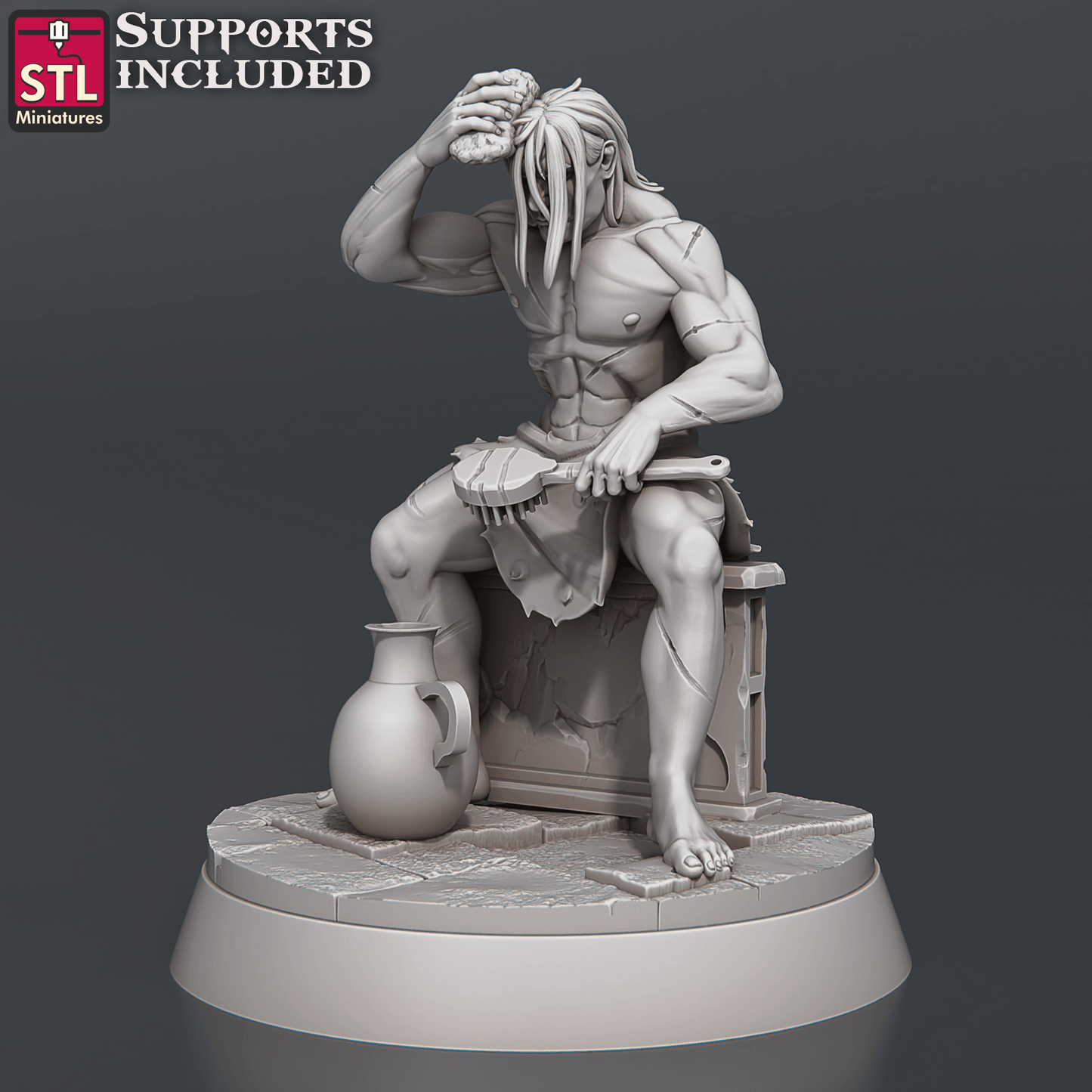 3D Printed STL Miniatures Bath House Set 28 - 32mm War Gaming D&D - 3D Printing Boss 