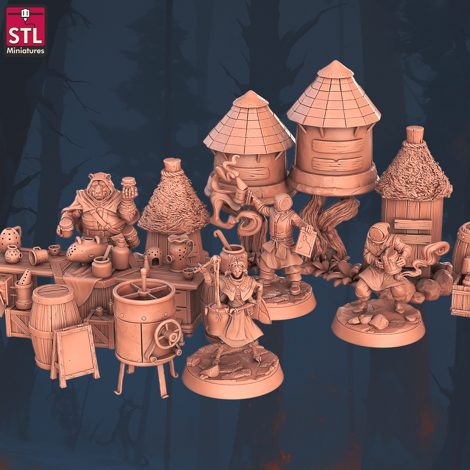 3D Printed STL Miniatures Beekeepers Set 28 - 32mm War Gaming D&D - 3D Printing Boss 